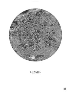 Luanda Satellite View Poster 2.5km B&W | Gravura – Light background