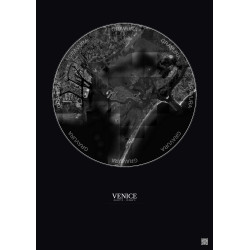 Affiche Venice – Poster vue satellite 10km N&B | Gravura – Fond foncé