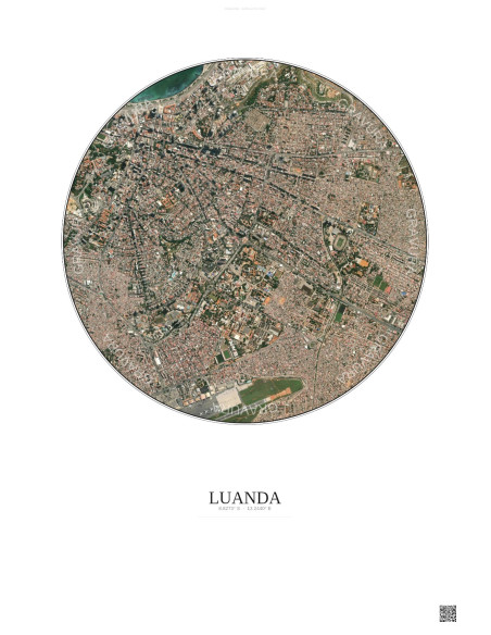 Luanda Satellite View Poster 2.5km Color | Gravura – Light background