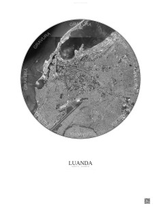 Luanda Satellite View Poster 6km B&W | Gravura – Light background