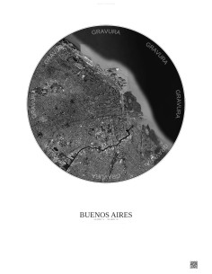 Buenos Aires Satellite View Poster 10km B&W | Gravura – Light background