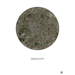 Affiche Mexico City – Poster vue satellite 6km Couleur | Gravura – Fond clair