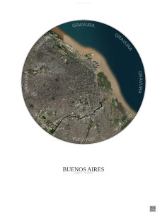 Buenos Aires Satellite View Poster 10km Color | Gravura – Light background