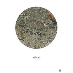 Affiche Amman – Poster vue satellite 2.5km Couleur | Gravura – Fond clair