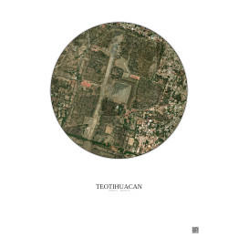 Affiche Teotihuacan – Poster vue satellite 1km Couleur | Gravura – Fond clair