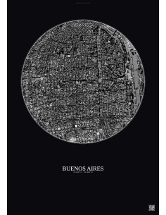 Buenos Aires Satellite View Poster 2.5km B&W | Gravura – Dark background