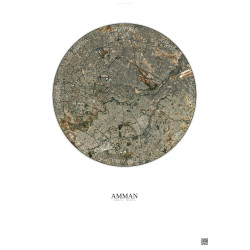 Affiche Amman – Poster vue satellite 6km Couleur | Gravura – Fond clair