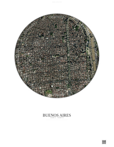 Affiche Buenos Aires – Poster vue satellite 2.5km Couleur | Gravura – Fond clair