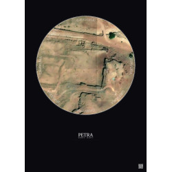 Affiche Petra – Poster vue satellite 0.1km Couleur | Gravura – Fond foncé