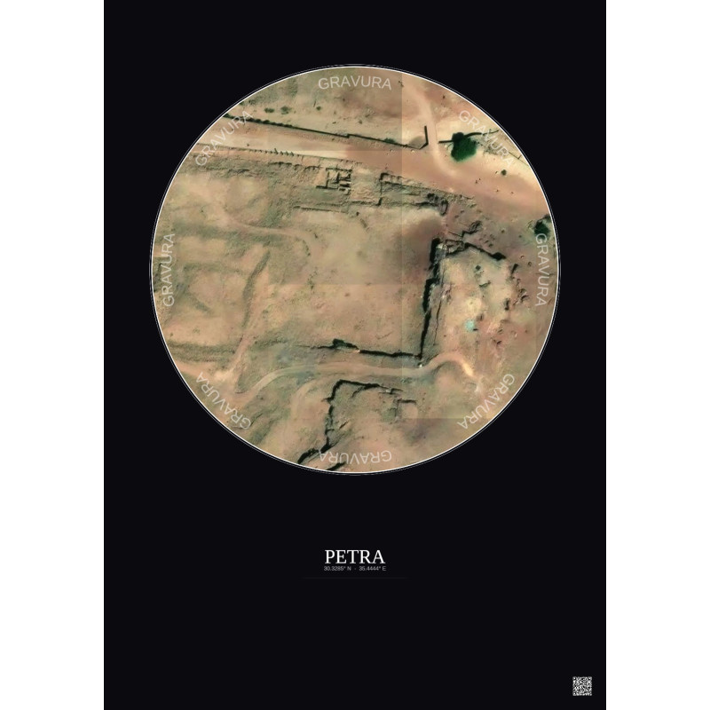 Affiche Petra – Poster vue satellite 0.1km Couleur | Gravura – Fond foncé