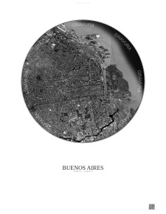 Buenos Aires Satellite View Poster 6km B&W | Gravura – Light background