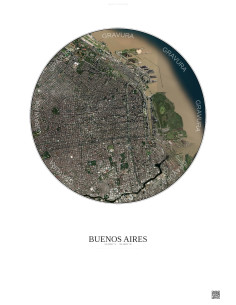 Buenos Aires Satellite View Poster 6km Color | Gravura – Light background