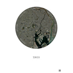 Affiche Tokyo – Poster vue satellite 10km Couleur | Gravura – Fond clair
