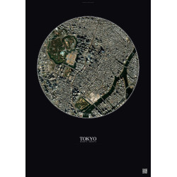 Affiche Tokyo – Poster vue satellite 2.5km Couleur | Gravura – Fond foncé