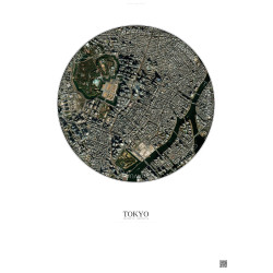 Affiche Tokyo – Poster vue satellite 2.5km Couleur | Gravura – Fond clair