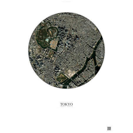 Affiche Tokyo – Poster vue satellite 2.5km Couleur | Gravura – Fond clair