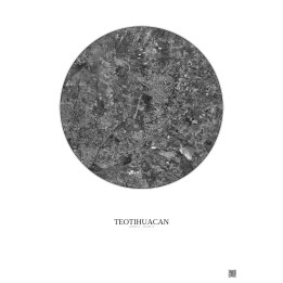 Affiche Teotihuacan – Poster vue satellite 5km N&B | Gravura – Fond clair