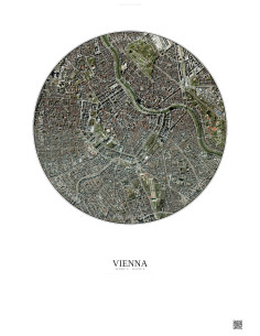 Affiche Vienna – Poster vue satellite 2.5km Couleur | Gravura – Fond clair