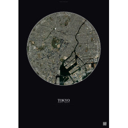 Affiche Tokyo – Poster vue satellite 6km Couleur | Gravura – Fond foncé