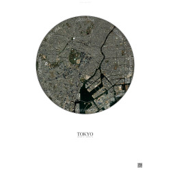 Affiche Tokyo – Poster vue satellite 6km Couleur | Gravura – Fond clair