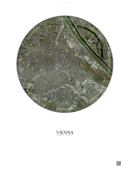 Affiche Vienna – Poster vue satellite 6km Couleur | Gravura – Fond clair