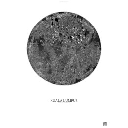 Affiche Kuala Lumpur – Poster vue satellite 10km N&B | Gravura – Fond clair