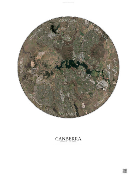 Affiche Canberra – Poster vue satellite 10km Couleur | Gravura – Fond clair