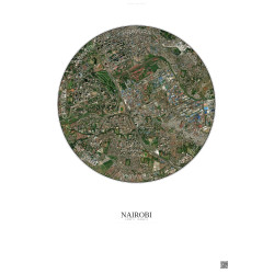 Affiche Nairobi – Poster vue satellite 2.5km Couleur | Gravura – Fond clair