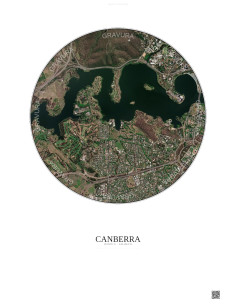 Affiche Canberra – Poster vue satellite 2.5km Couleur | Gravura – Fond clair