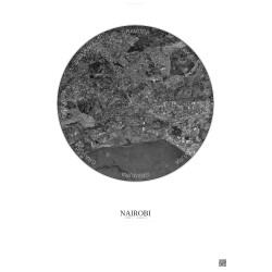 Affiche Nairobi – Poster vue satellite 6km N&B | Gravura – Fond clair