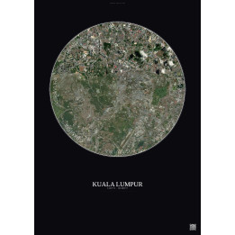 Affiche Kuala Lumpur – Poster vue satellite 6km Couleur | Gravura – Fond foncé