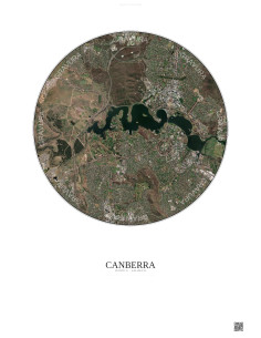 Affiche Canberra – Poster vue satellite 6km Couleur | Gravura – Fond clair