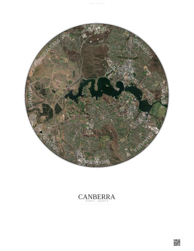 Canberra Satellite View Poster 6km Color | Gravura – Light background