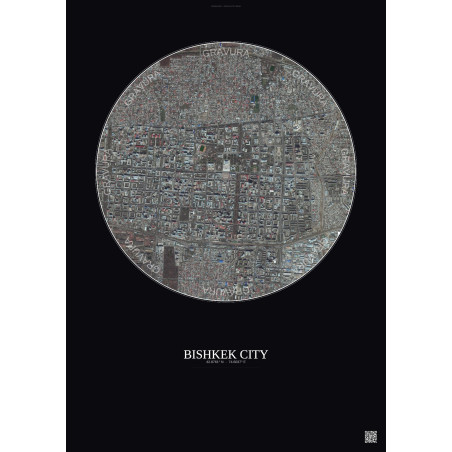Affiche Bishkek City – Poster vue satellite 2.5km Couleur | Gravura – Fond foncé