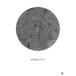 Affiche Bishkek City – Poster vue satellite 2.5km Couleur | Gravura – Fond clair