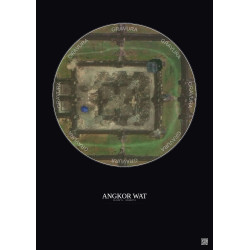 Affiche Angkor Wat – Poster vue satellite 0.1km Couleur | Gravura – Fond foncé