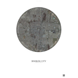 Affiche Bishkek City – Poster vue satellite 6km Couleur | Gravura – Fond clair