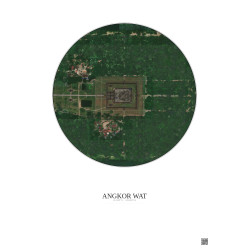 Affiche Angkor Wat – Poster vue satellite 0.5km Couleur | Gravura – Fond clair