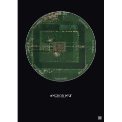 Affiche Angkor Wat – Poster vue satellite 1km Couleur | Gravura – Fond foncé