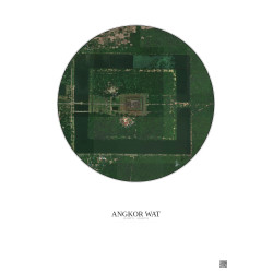 Affiche Angkor Wat – Poster vue satellite 1km Couleur | Gravura – Fond clair
