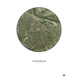 Affiche Amsterdam – Poster vue satellite 2.5km Couleur | Gravura – Fond clair