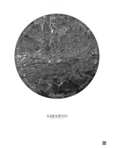 Affiche Sarajevo – Poster vue satellite 2.5km N&B | Gravura – Fond clair