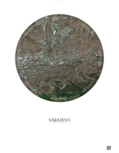 Affiche Sarajevo – Poster vue satellite 2.5km Couleur | Gravura – Fond clair