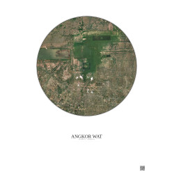 Affiche Angkor Wat – Poster vue satellite 10km Couleur | Gravura – Fond clair