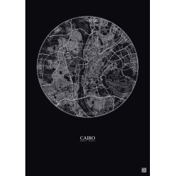 Affiche Cairo – Poster carte de ville 10km | Gravura – Fond foncé