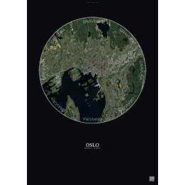 Affiche Oslo – Poster vue satellite 10km Couleur | Gravura – Fond foncé