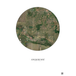 Affiche Angkor Wat – Poster vue satellite 30km Couleur | Gravura – Fond clair