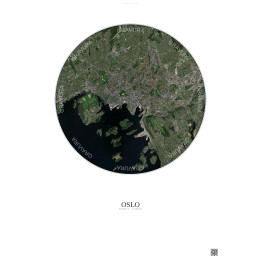 Affiche Oslo – Poster vue satellite 6km Couleur | Gravura – Fond clair