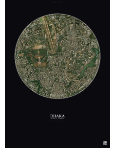 Affiche Dhaka – Poster vue satellite 2.5km Couleur | Gravura – Fond foncé