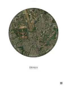 Affiche Dhaka – Poster vue satellite 2.5km Couleur | Gravura – Fond clair